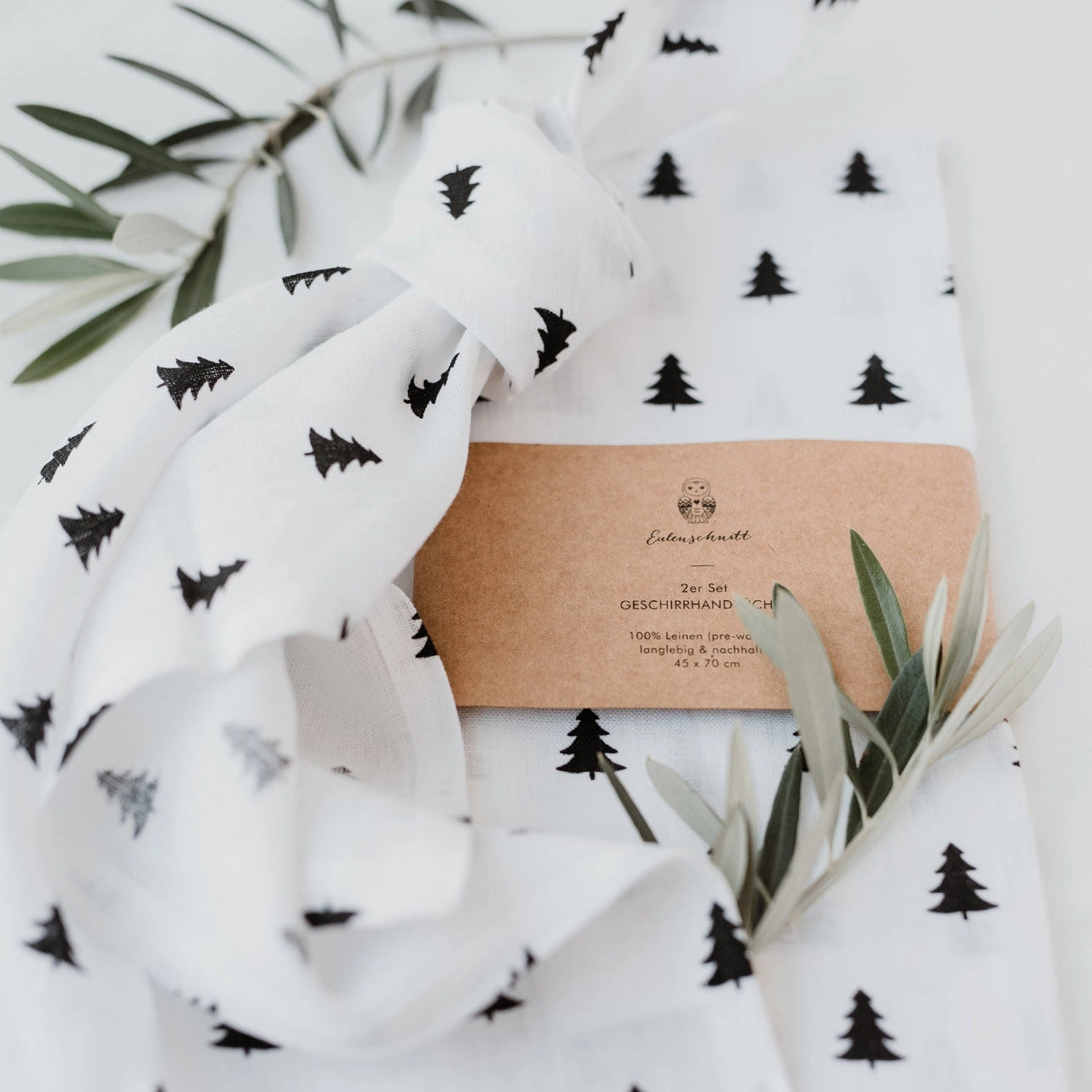 Lot de 2 torchons en lin sapin